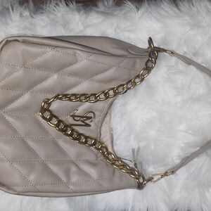 Steve Madden Cream Gold Quilted Shoulder Bag